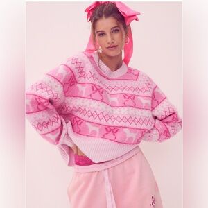 PINK Victoria's Secret Pink and White Knit Sweater